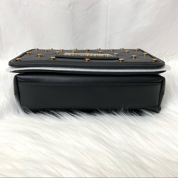 LOVE Moschino Borsa PU Nero Vegan Leather Studded Black Crossbody Bag NWT - Picture 10 of 15